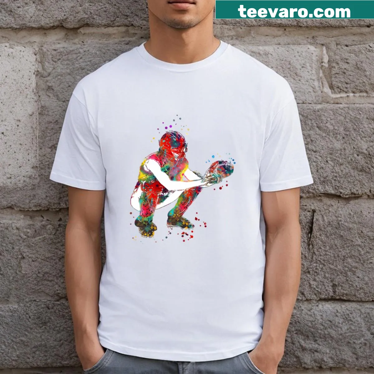 Illustration of a girl playing football, showcasing athleticism — on a men's t-shirt