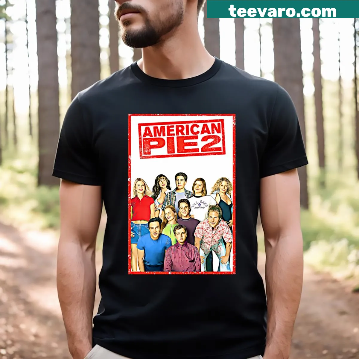 American Pie 2 poster graphic t-shirt for movie fans — on a men's t-shirt