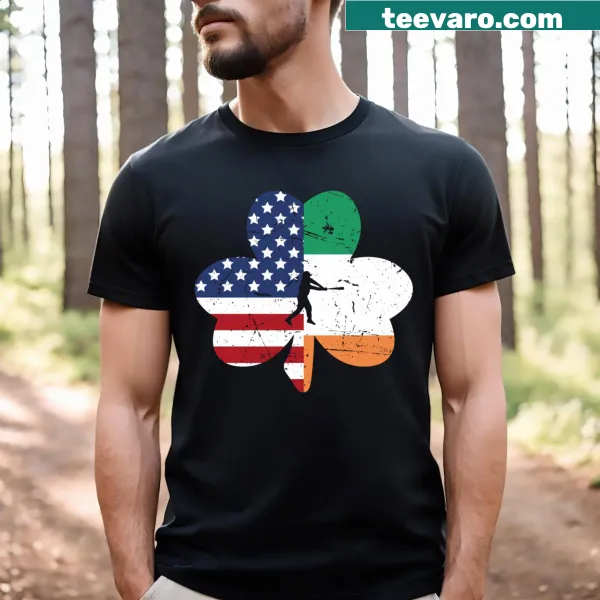 Baseball-themed St. Patrick's Day t-shirt with clover illustration