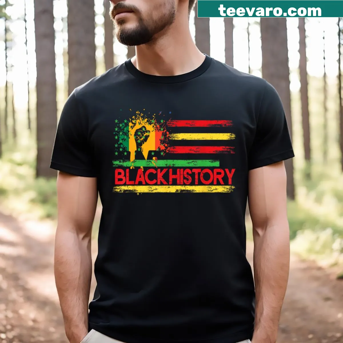 Black History Month Pride T-shirt featuring meaningful typography — on a men's t-shirt