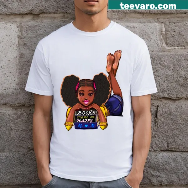T-shirt featuring an African American woman reading, celebrating book love