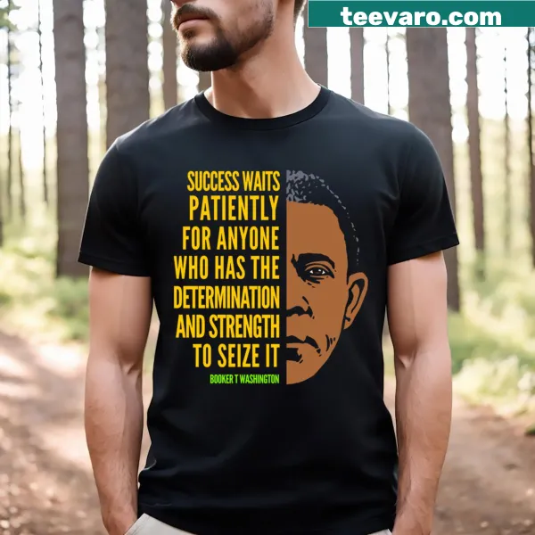 Inspirational t-shirt featuring a quote on success by Booker T. Washington