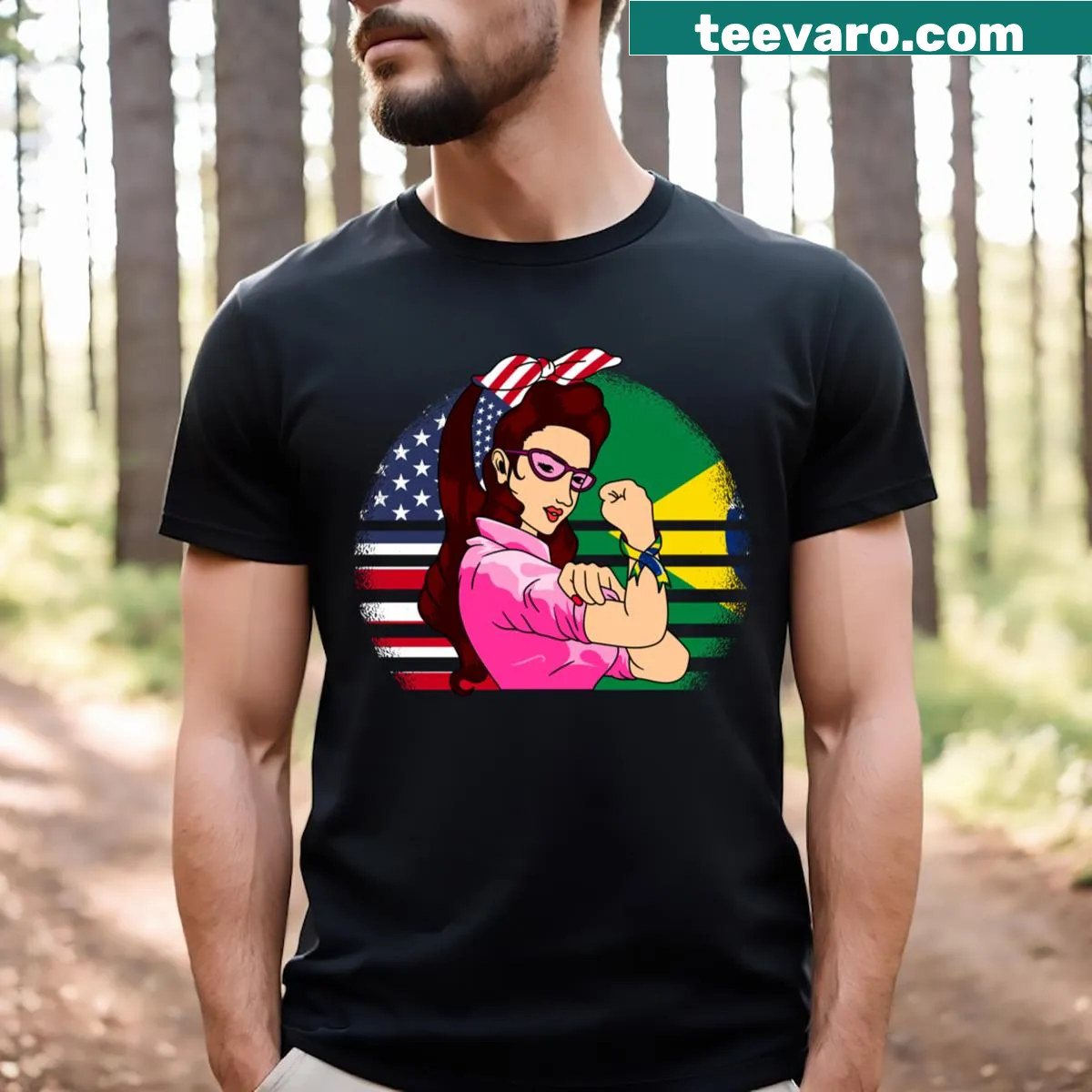 Cultural pride T-shirt for Brazilian American women with meaningful text — on a men's t-shirt
