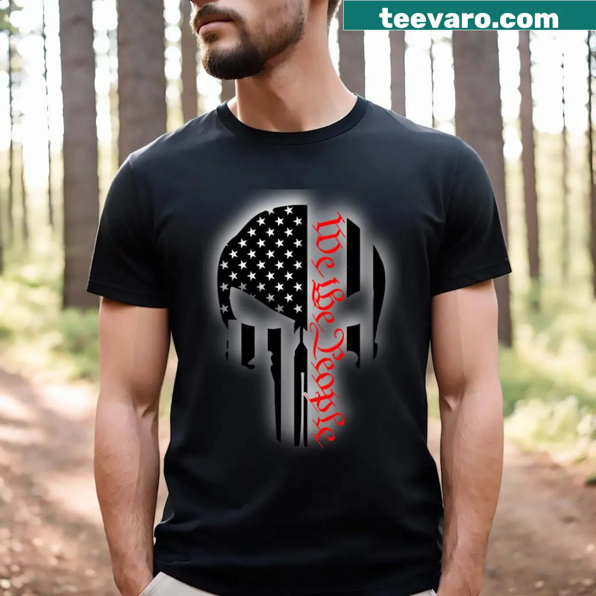 Edgy skull illustration with 'We The People' on a T-shirt — on a men's t-shirt