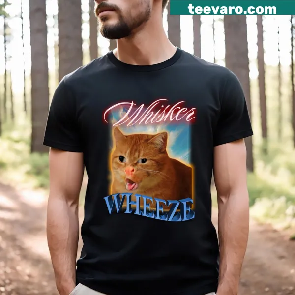 T-shirt featuring a humorous coughing cat meme graphic