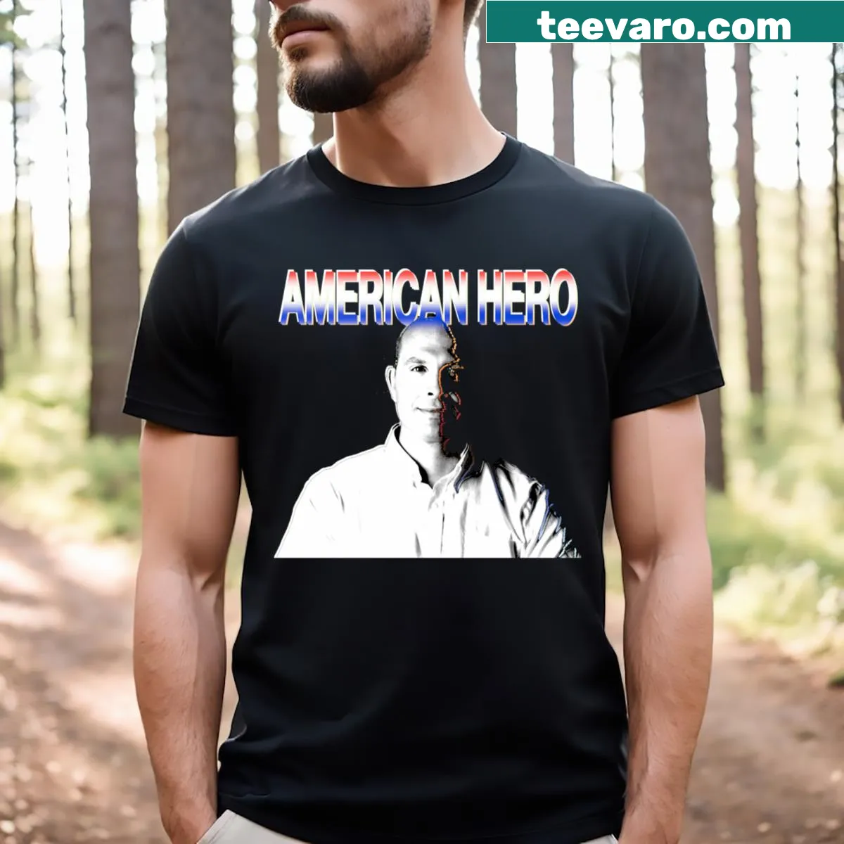 American Hero t-shirt featuring bold typography about UFO disclosure — on a men's t-shirt