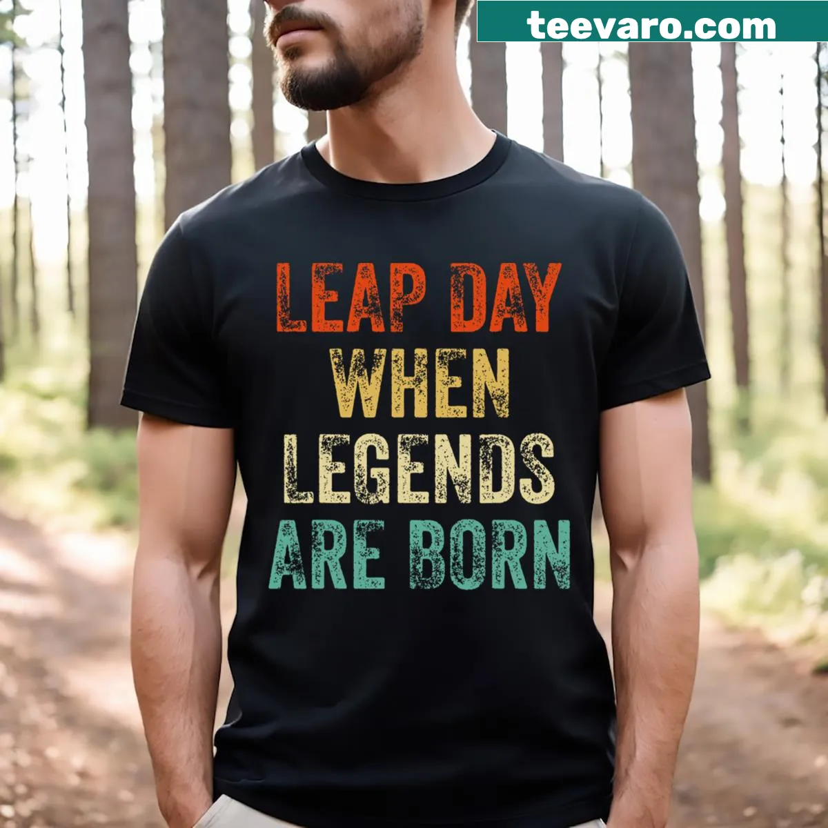 Leap year birthday T-shirt with humorous design for February 29. — on a men's t-shirt