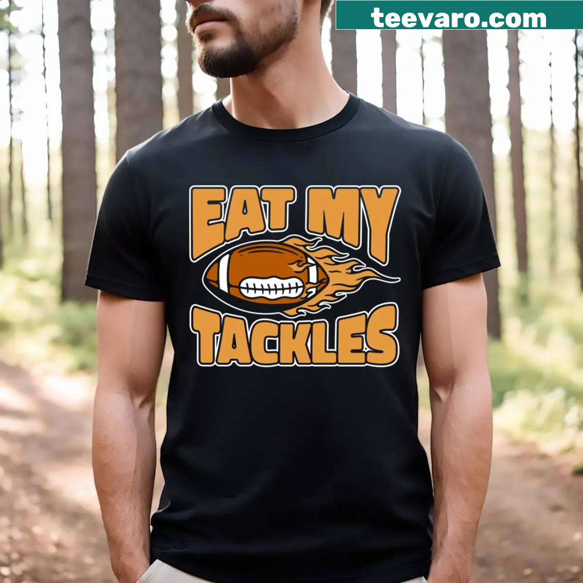 Humorous American football-themed t-shirt — on a men's t-shirt
