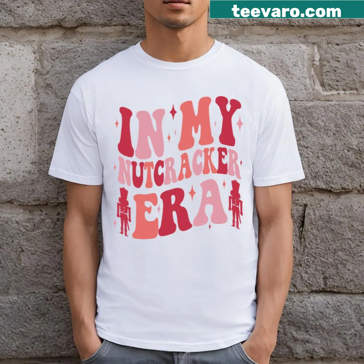 Humorous Christmas T-shirt about the Nutcracker ballet — on a men's t-shirt