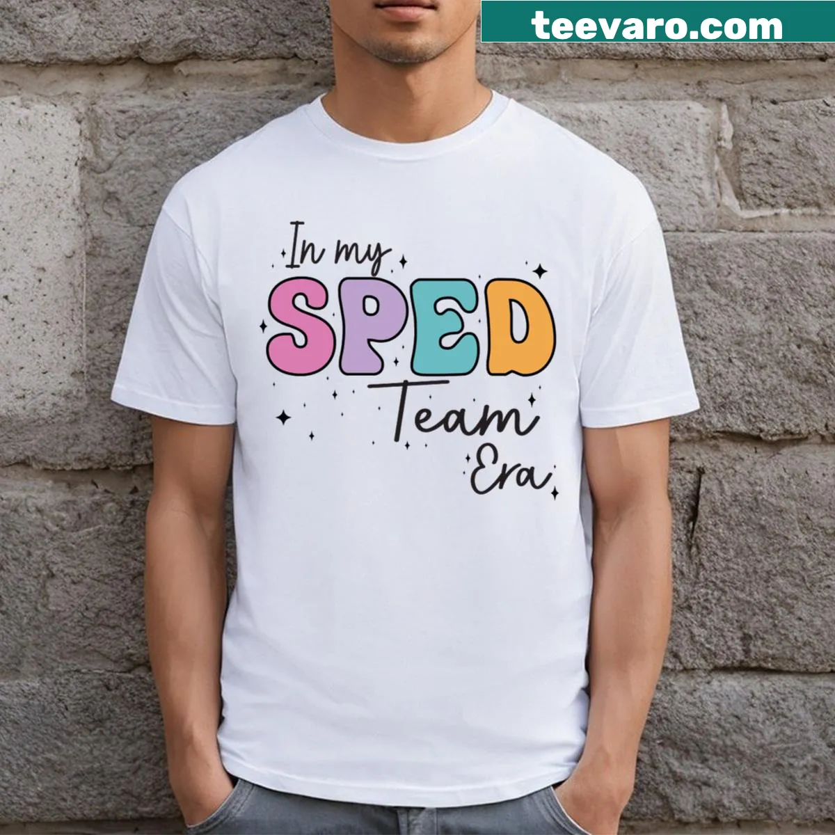 T-shirt with the phrase 'In My Sped Team Era' supporting special education — on a men's t-shirt