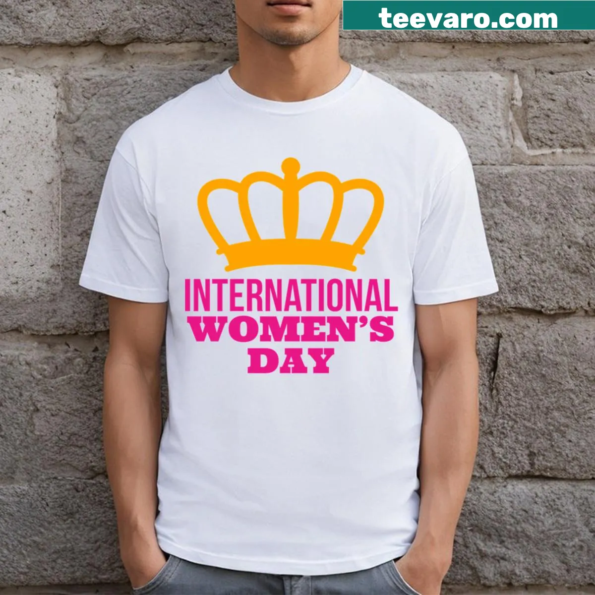 Typographic design celebrating International Women’s Day on March 8. — on a men's t-shirt