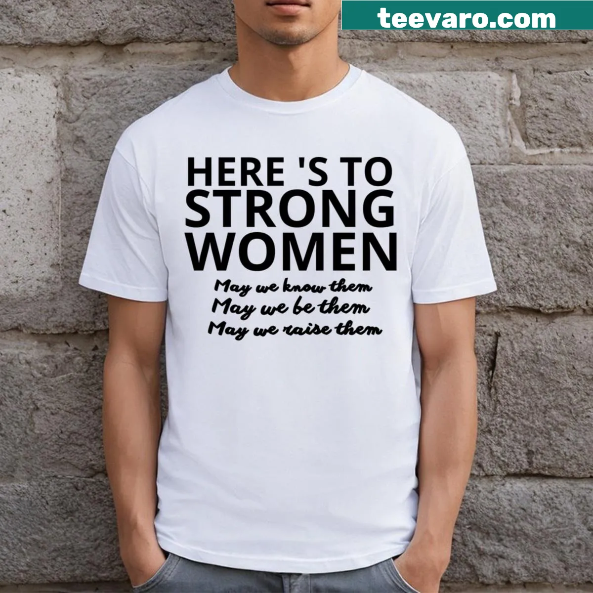 Uplifting typographic design for International Women’s Day 2024. — on a men's t-shirt