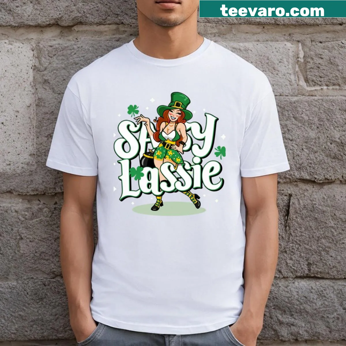 Playful T-shirt with the phrase 'Irish Lady' for St. Patrick's Day. — on a men's t-shirt