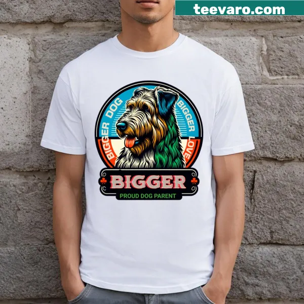 Prideful dog parent design featuring an Irish Wolfhound on a T-shirt