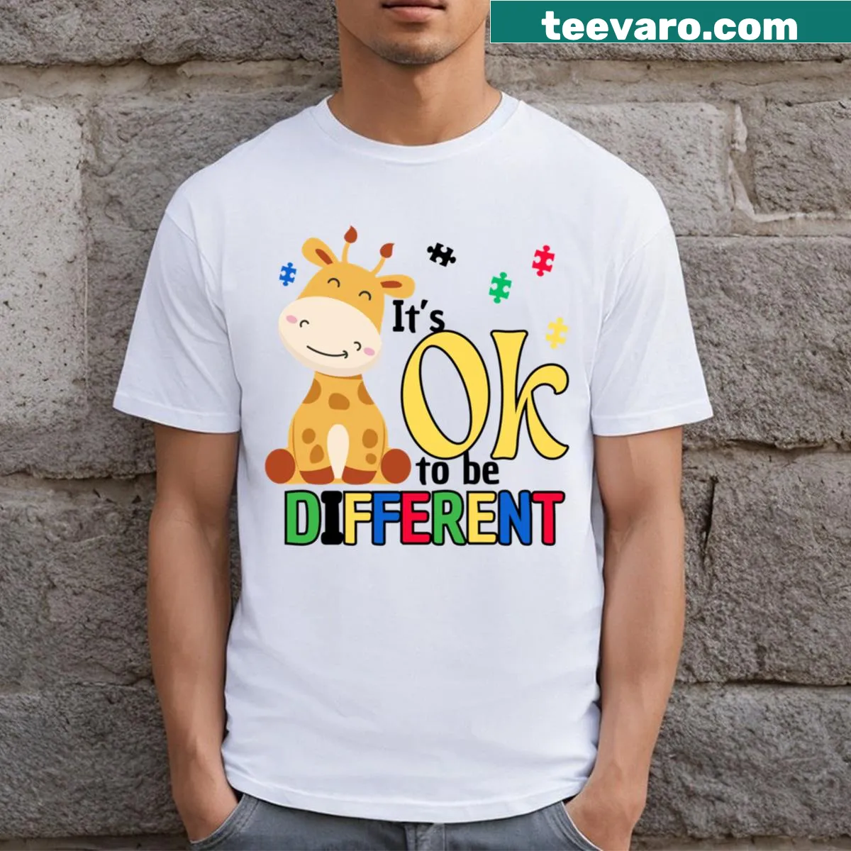 Inspirational t-shirt with typography promoting inclusivity and uniqueness — on a men's t-shirt