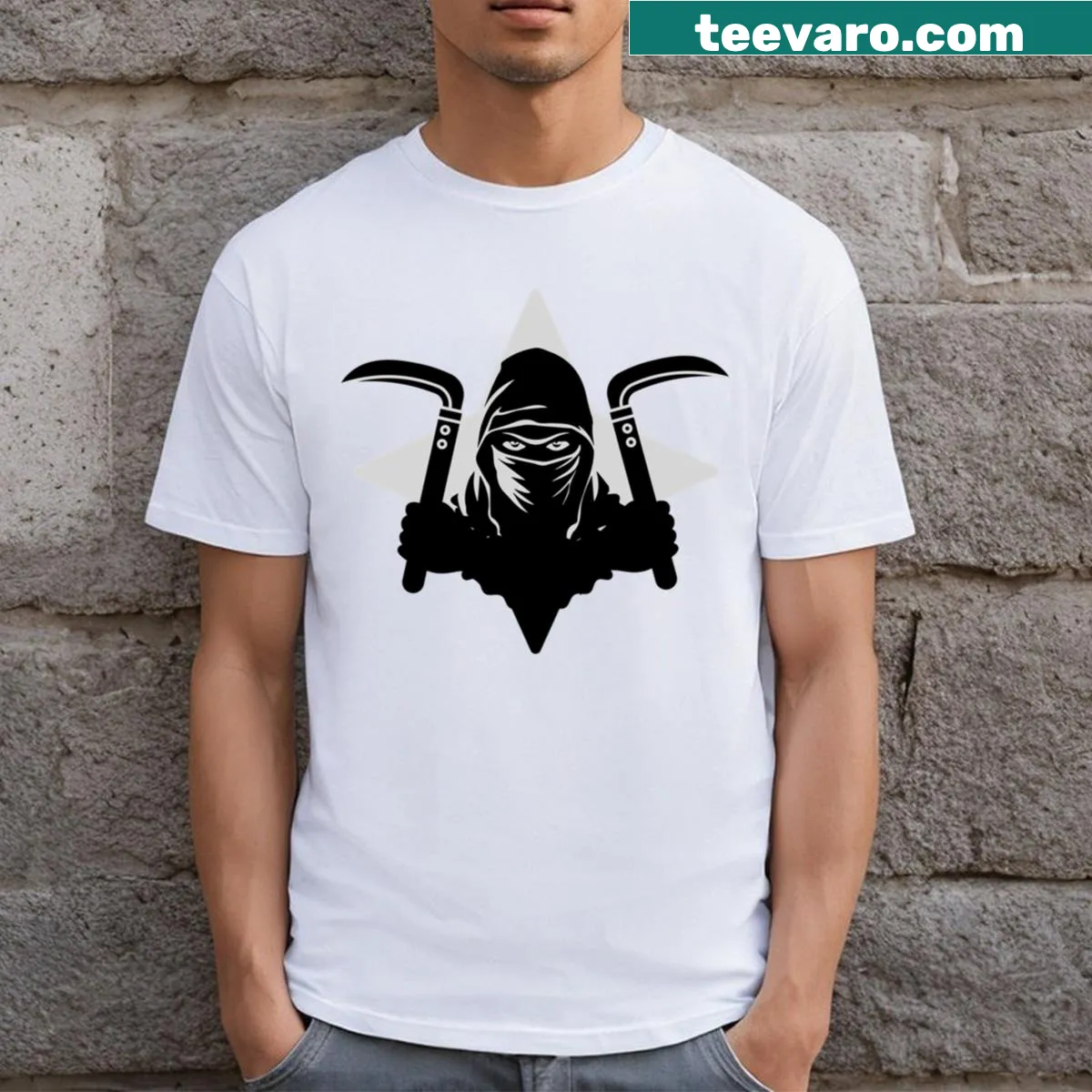 Silhouette of a kusarigama on a T-shirt — on a men's t-shirt