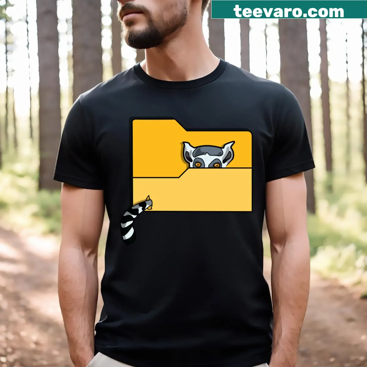 Cartoon design of a lemur in a folder icon — on a men's t-shirt