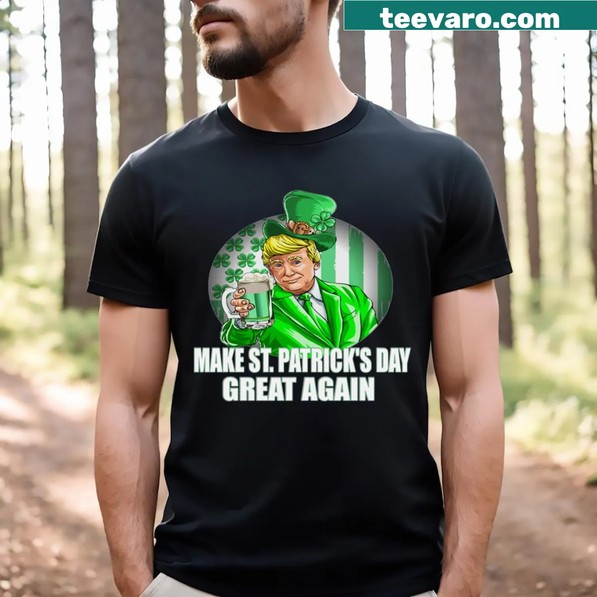 Funny St. Patrick's Day t-shirt featuring a leprechaun and humorous text — on a men's t-shirt