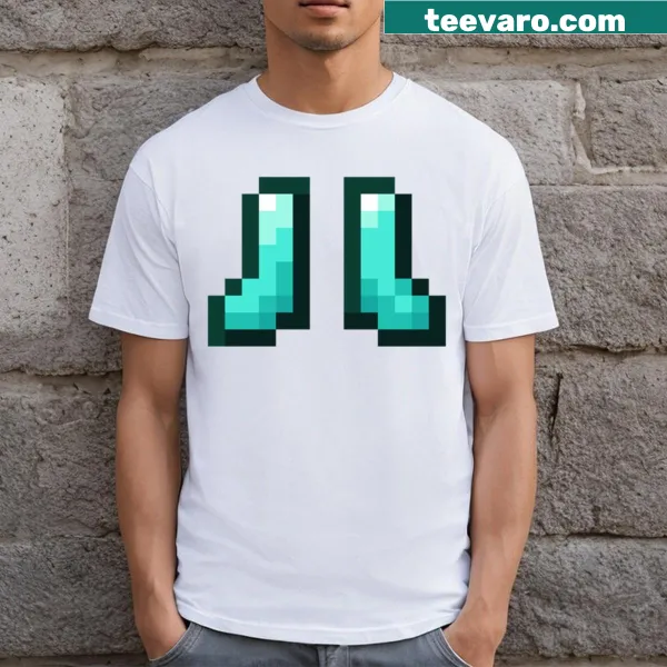 Cute graphic of Minecraft diamond boots on t-shirt