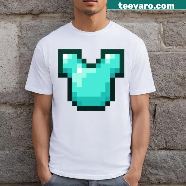 Graphic of Minecraft diamond chestplate on t-shirt