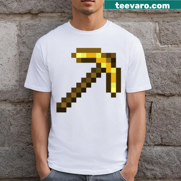 Illustration of Minecraft golden pickaxe item for gamers