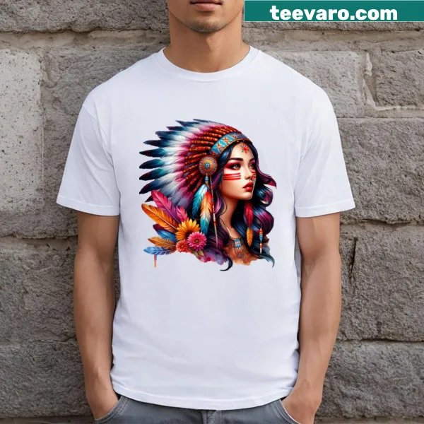 Illustration of a cat with Native American motifs and the sun