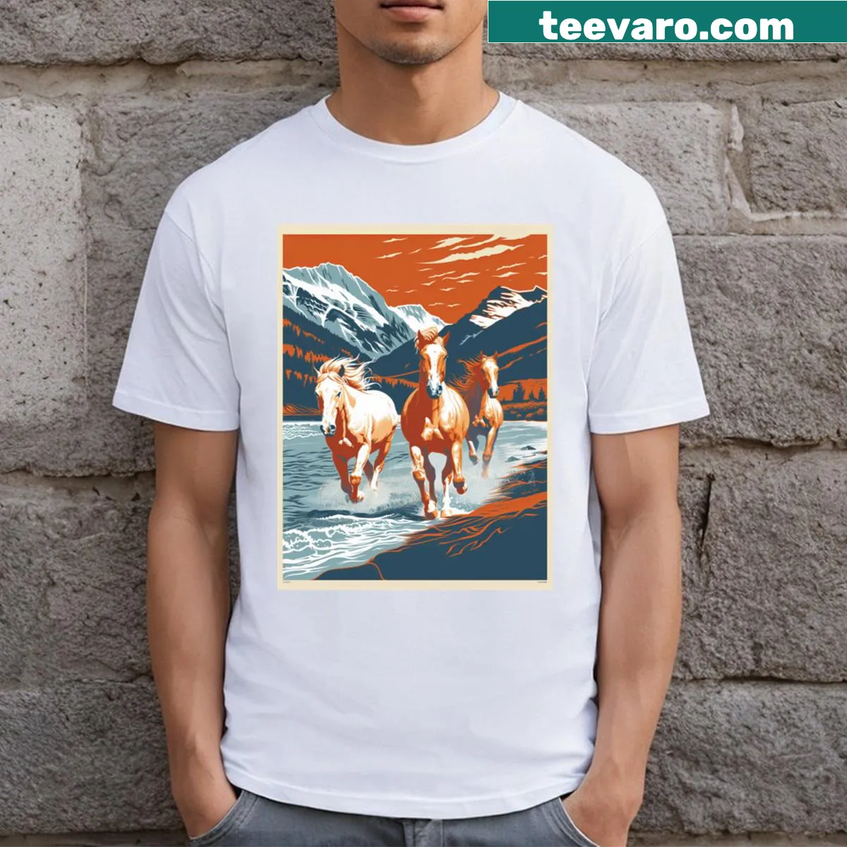 Illustrative rugged romance of the American West t-shirt — on a men's t-shirt