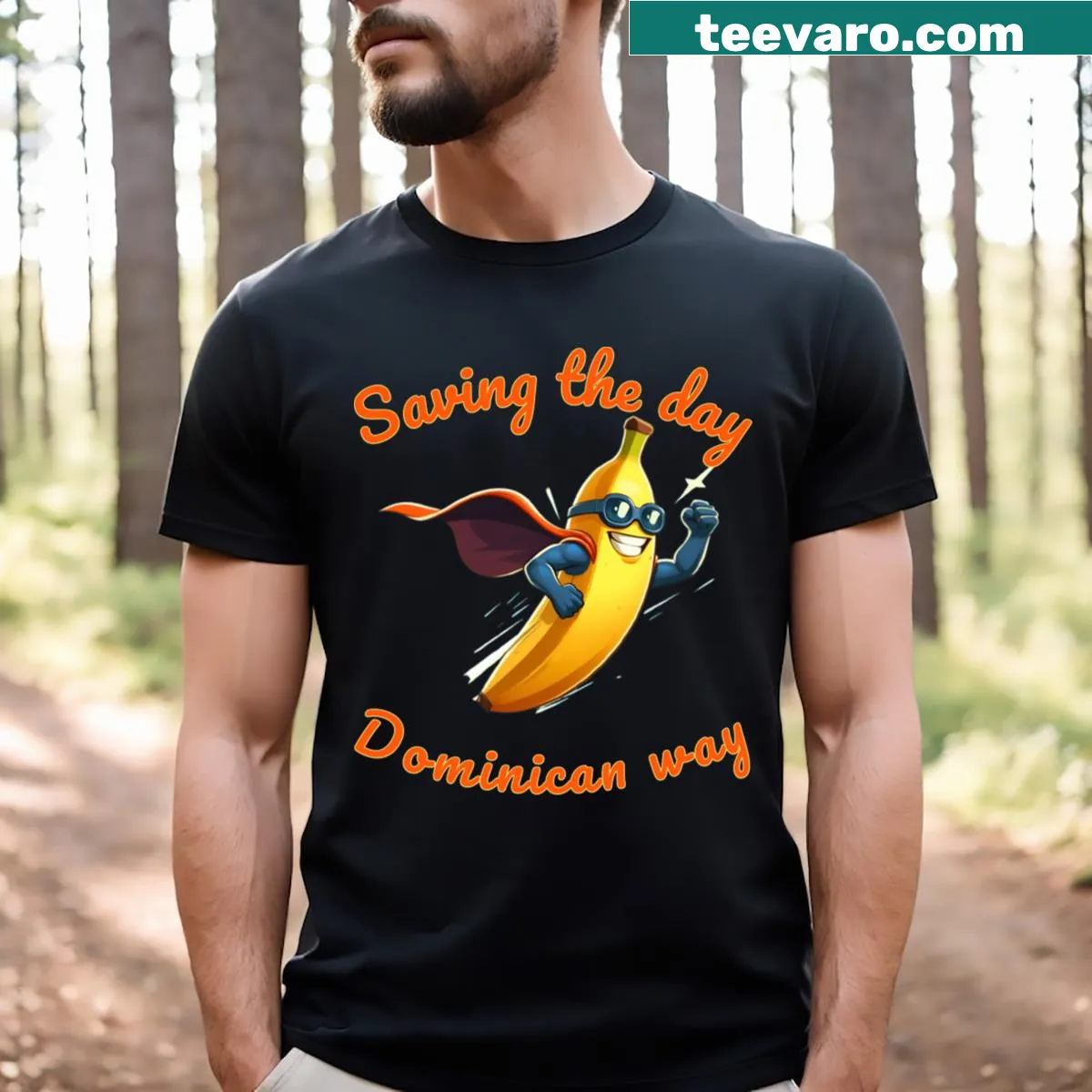 Patriotic Dominican Republic themed graphic t-shirt — on a men's t-shirt