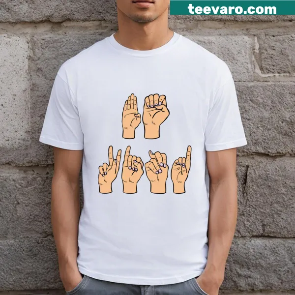 Typography design of 'Be Kind' in sign language on a t-shirt