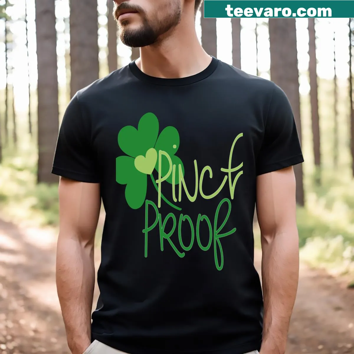 T-shirt featuring 'Pinch Proof' text design for St. Patrick's Day — on a men's t-shirt
