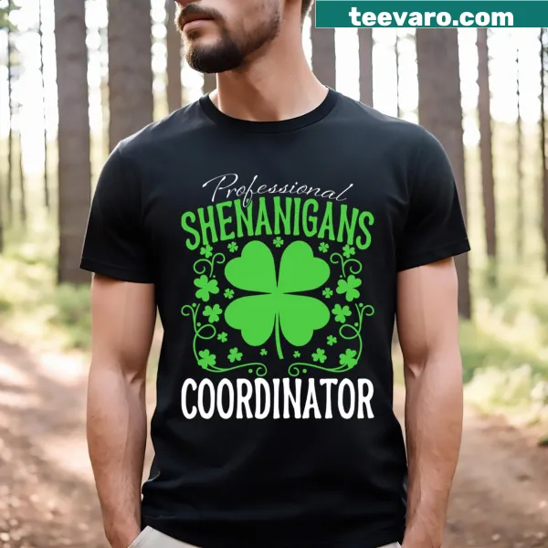 Text design saying 'Professional Shenanigans Coordinator' for St. Patrick's Day
