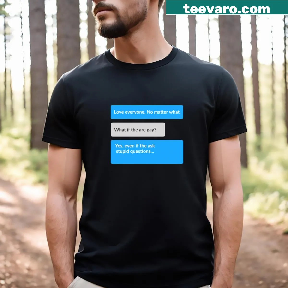 Funny graphic t-shirt with humorous phrase about conversations — on a men's t-shirt
