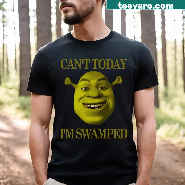 Playful t-shirt that says 'Can't Today I'm Swamped' in bold text