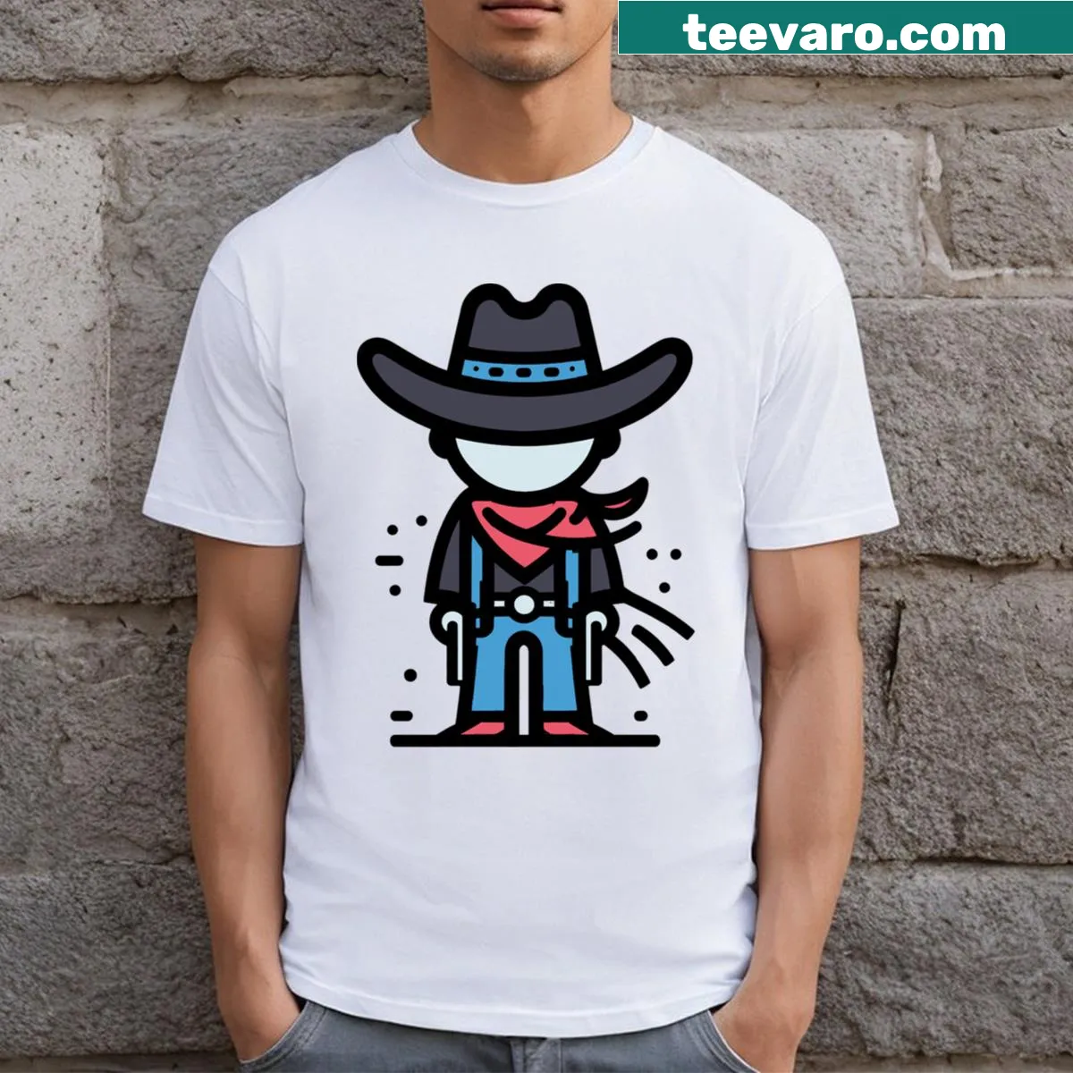 Wild West-themed graphic on a kid's t-shirt — on a men's t-shirt