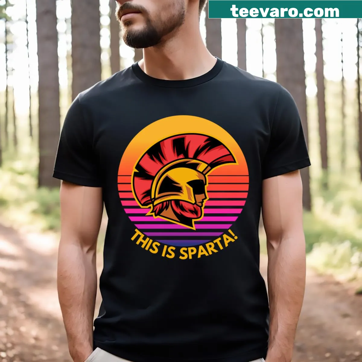 T-shirt displaying a quote from Leonidas in bold typography — on a men's t-shirt