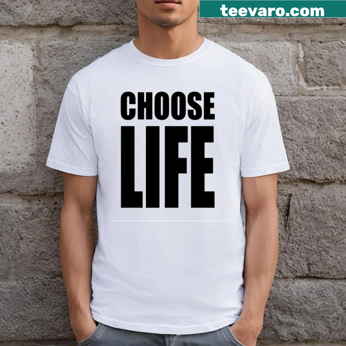 Choose Life Essential t-shirt with an energetic text design — on a men's t-shirt
