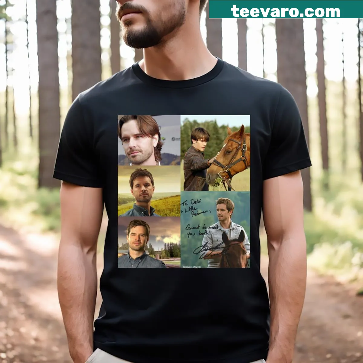 T-shirt featuring the signature of Graham Wardle for fans — on a men's t-shirt