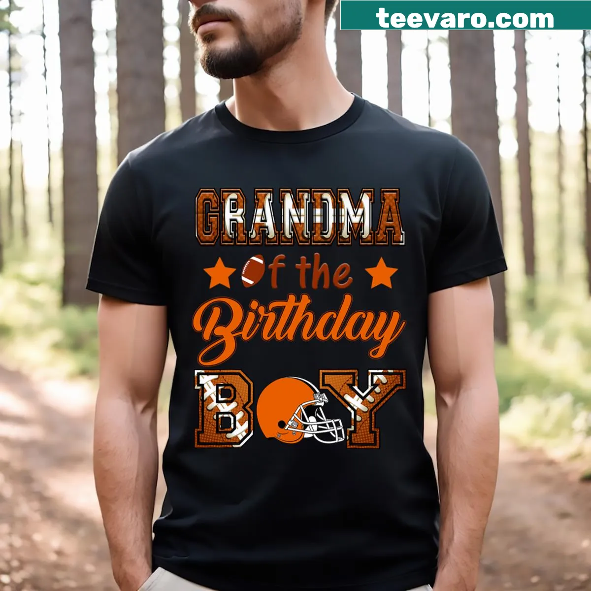 Kids' birthday T-shirt featuring football illustrations — on a men's t-shirt