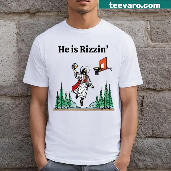 Funny Easter T-shirt with Jesus playing basketball graphic