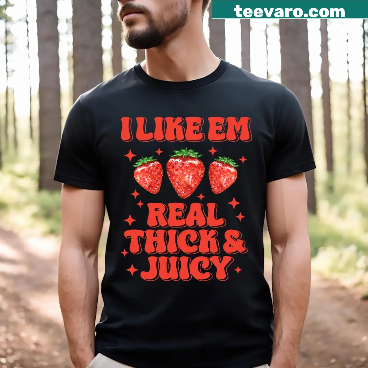 Funny strawberry festival t-shirt with a humorous graphic — on a men's t-shirt