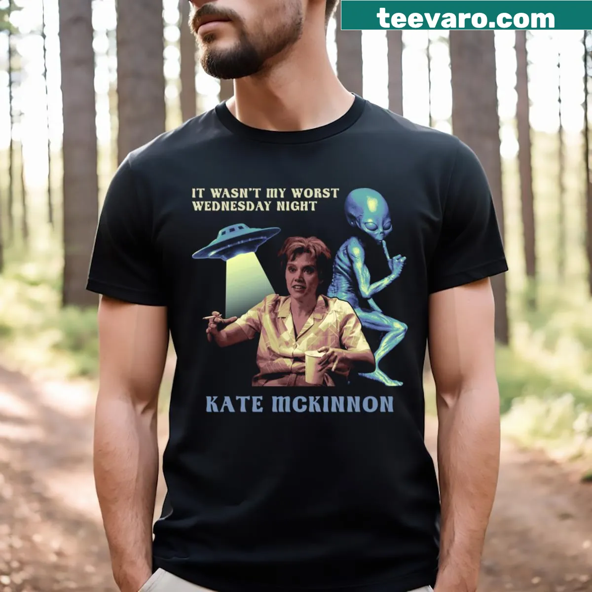 Kate McKinnon themed t-shirt with a funny quote — on a men's t-shirt
