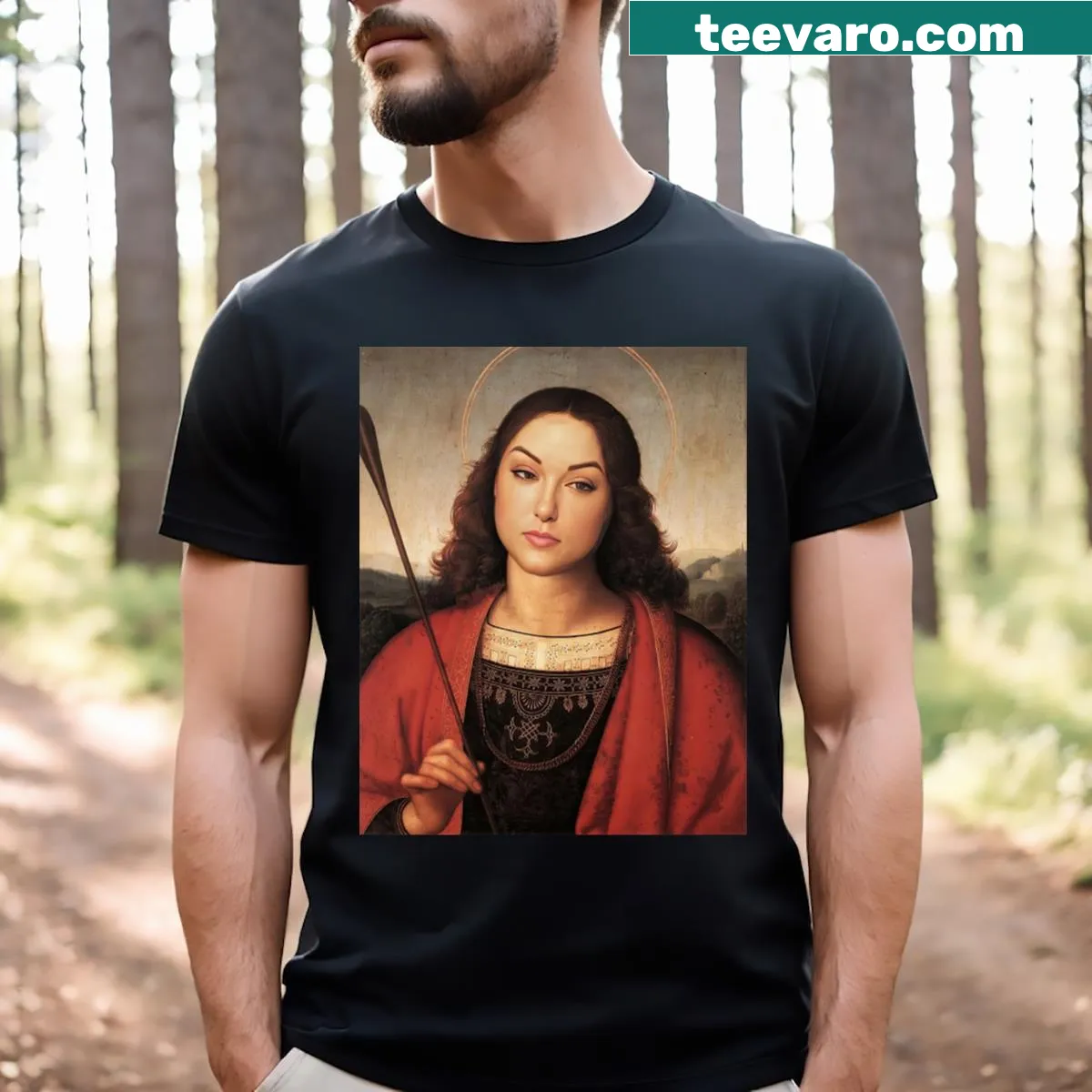 Illustrated Sasha Grey T-shirt inspired by Raphael's style — on a men's t-shirt