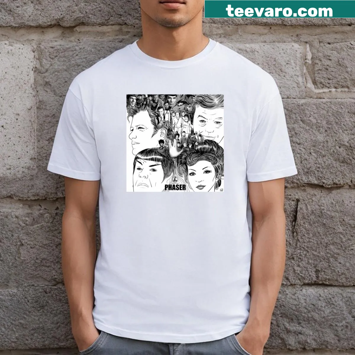 Long T-shirt with retro science fiction album design — on a men's t-shirt