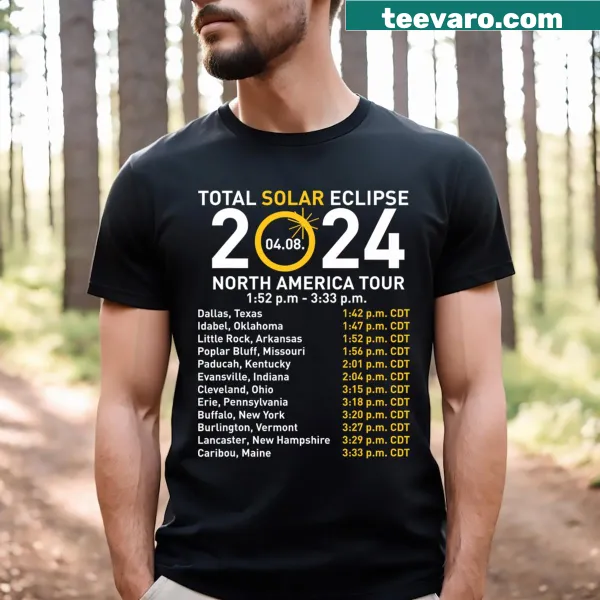 2024 Solar Eclipse T-shirt with typographic design celebrating celestial event