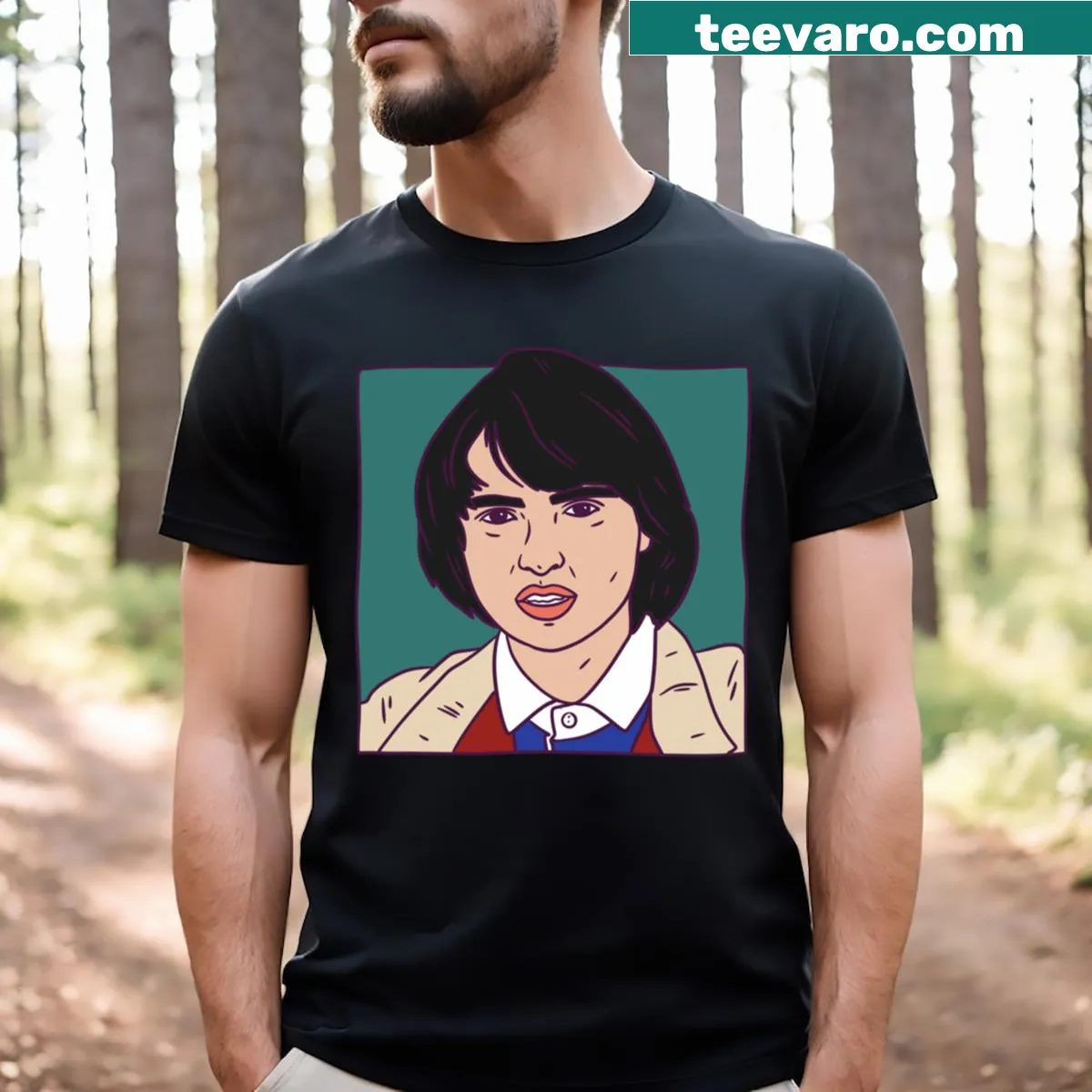 Illustrative t-shirt featuring Mike from Stranger Things — on a men's t-shirt