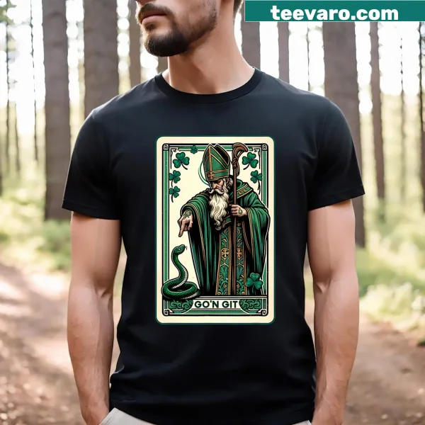 Funny St. Patrick's Day T-shirt with tarot card theme and text