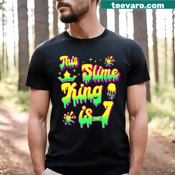 Birthday T-shirt featuring a funny cartoon slime king graphic