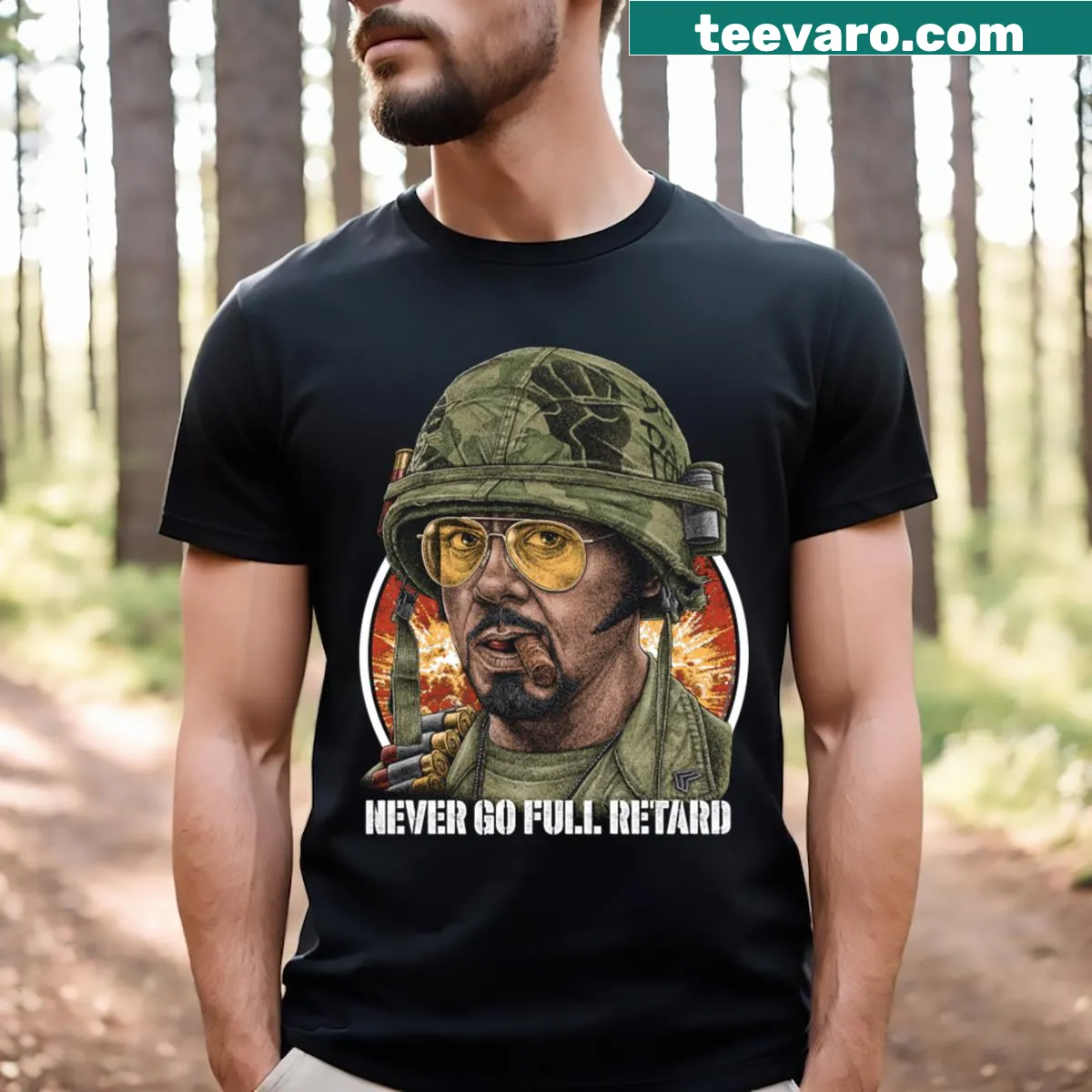 Humorous text design for Tropic Thunder Kirk Lazarus T-shirt. — on a men's t-shirt