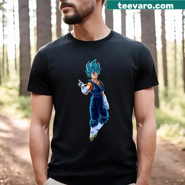 Illustrative Vegitto SSJ Blue T-shirt featuring a popular anime character