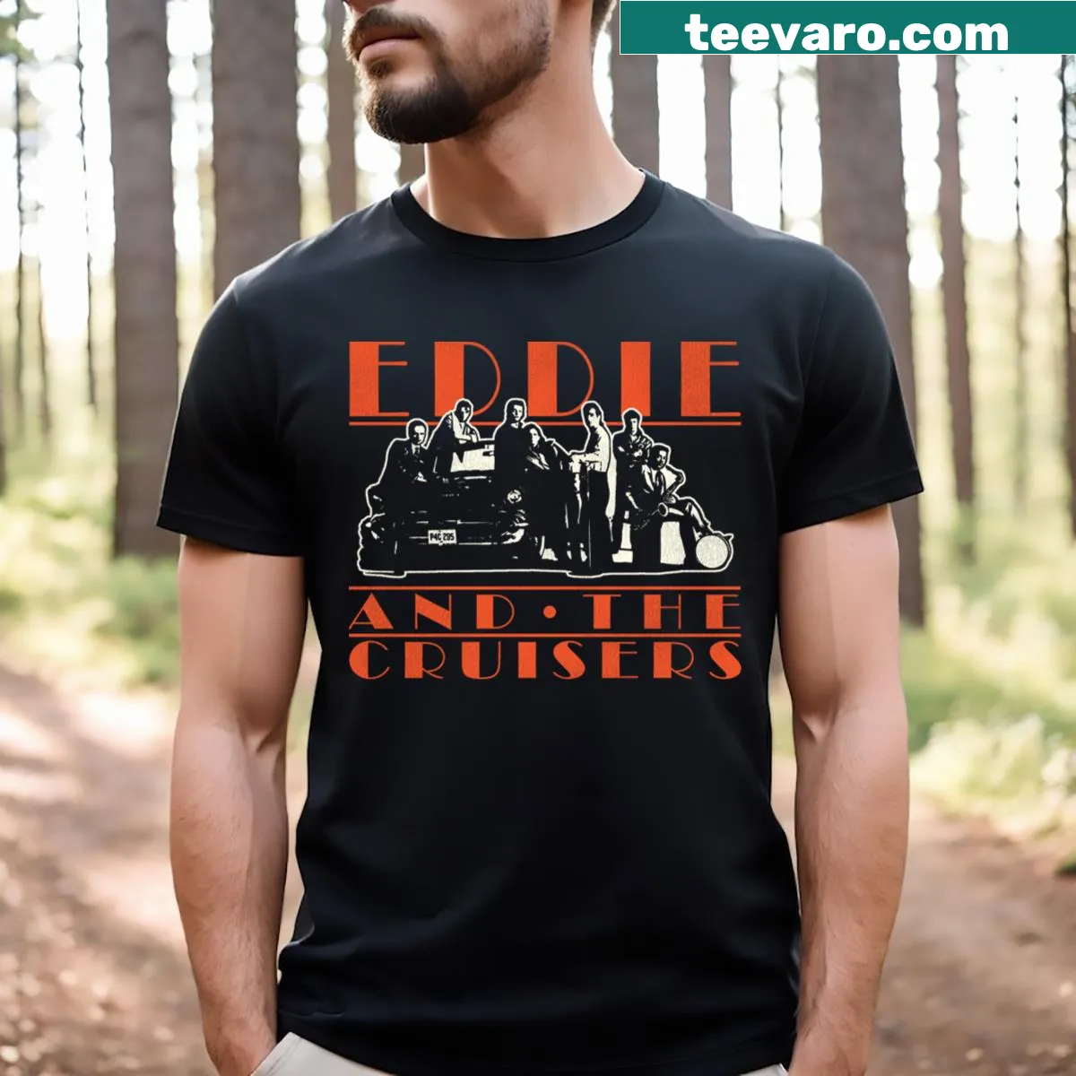 Vintage Eddie And The Cruisers T-shirt highlighting nostalgic 80s imagery — on a men's t-shirt